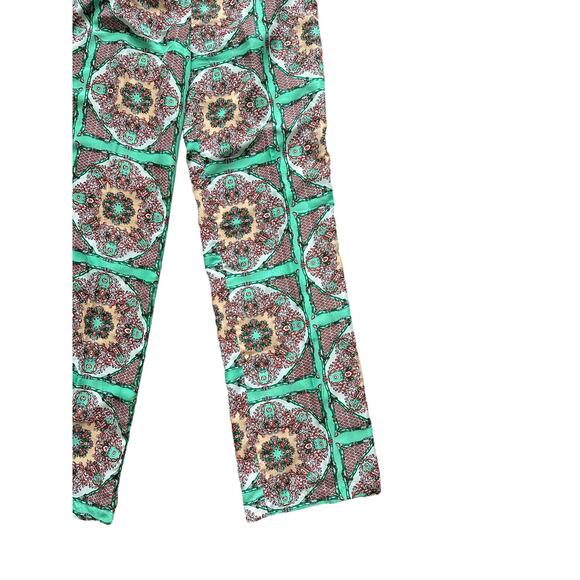 Gianni Bini Women's Medium Green Red White Geometric Paisley Print Flowy Pants - Picture 3 of 16